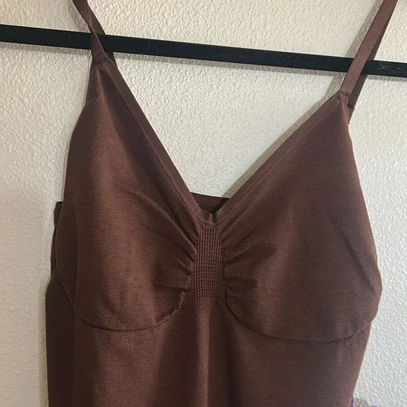 YITTY Collection Fabletics Smooth As Hell Shaping Maxi Dress Bossed Up Brown NWT - Picture 8 of 12
